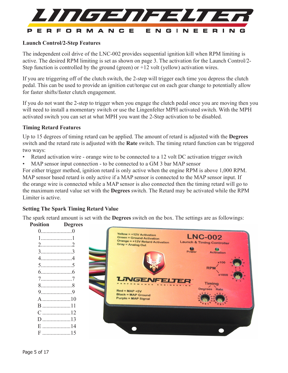 Lingenfelter L460095297 Lingenfelter LNC-002 Launch Controller v2.0 User Manual | Page 6 / 18