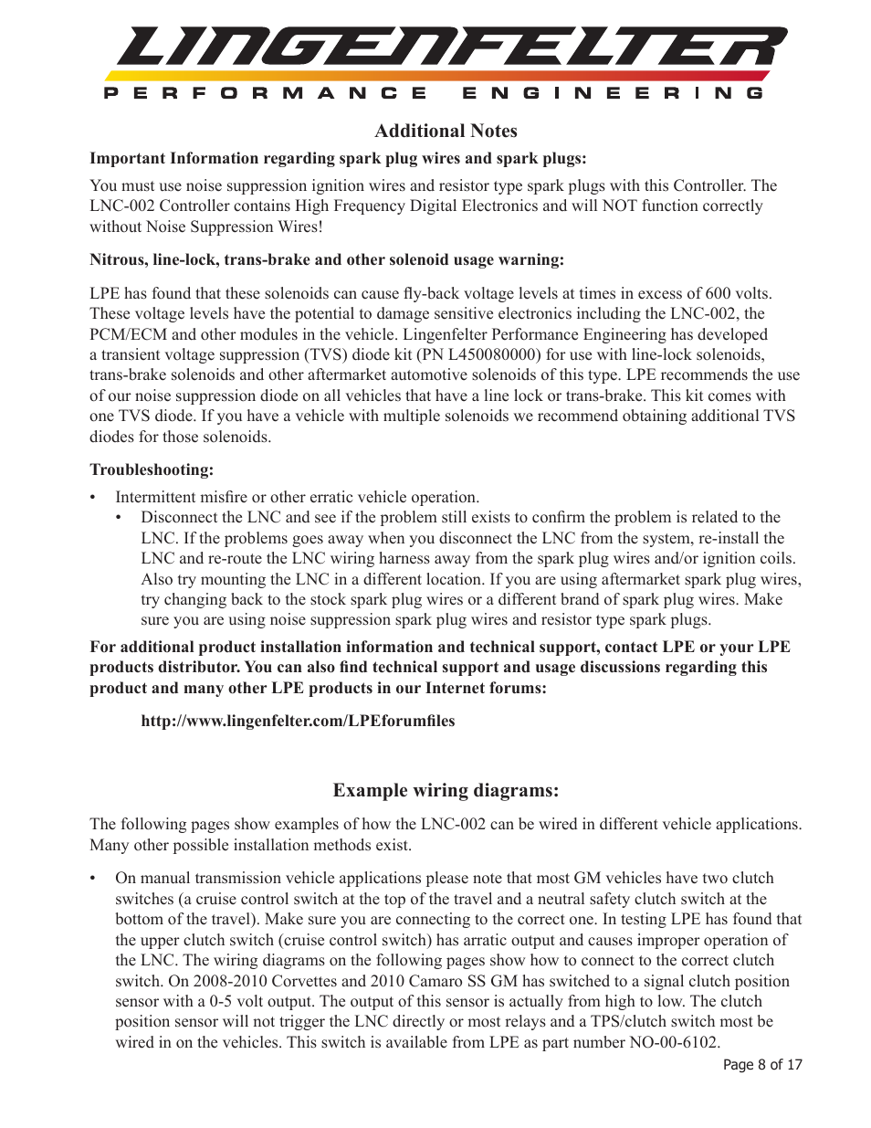 Lingenfelter L460095297 Lingenfelter LNC-002 Launch Controller v2.0 User Manual | Page 9 / 18