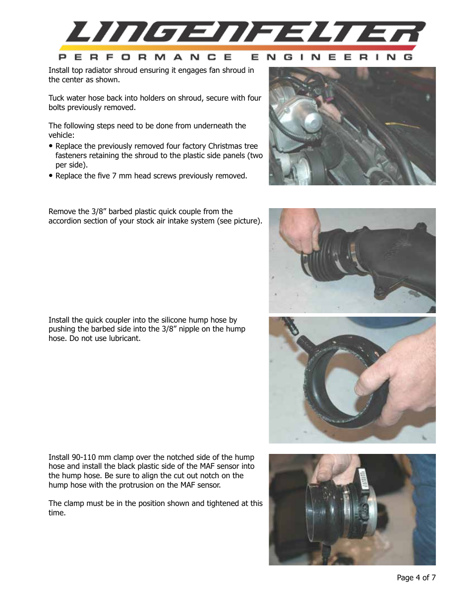 Lingenfelter L650080105 Lingenfelter PP C6 Corvette Air Intake Instructions v3.02 User Manual | Page 5 / 8
