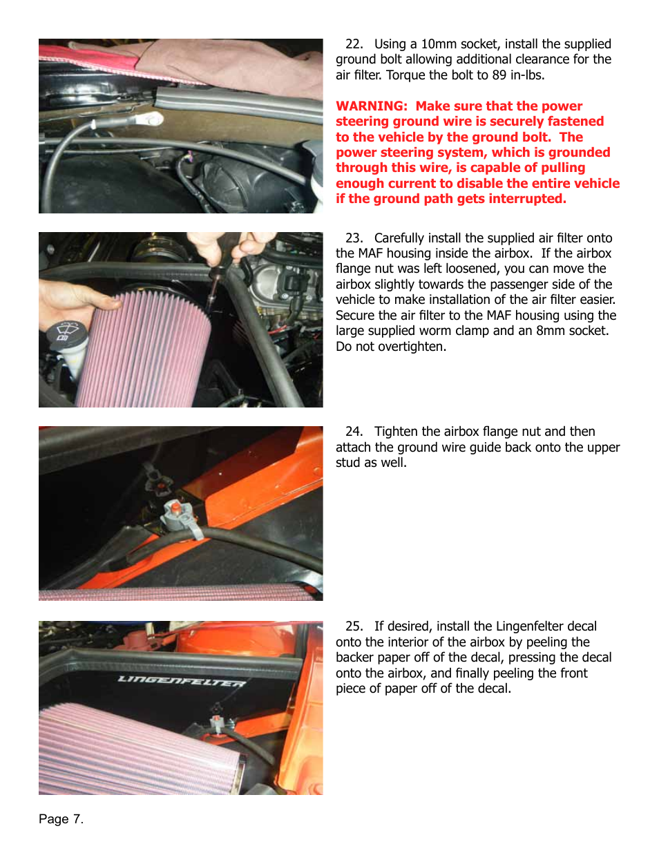 Lingenfelter L650162012 Lingenfelter Camaro ZL1 Air Intake Kit 2012-13 v1.1 User Manual | Page 8 / 9