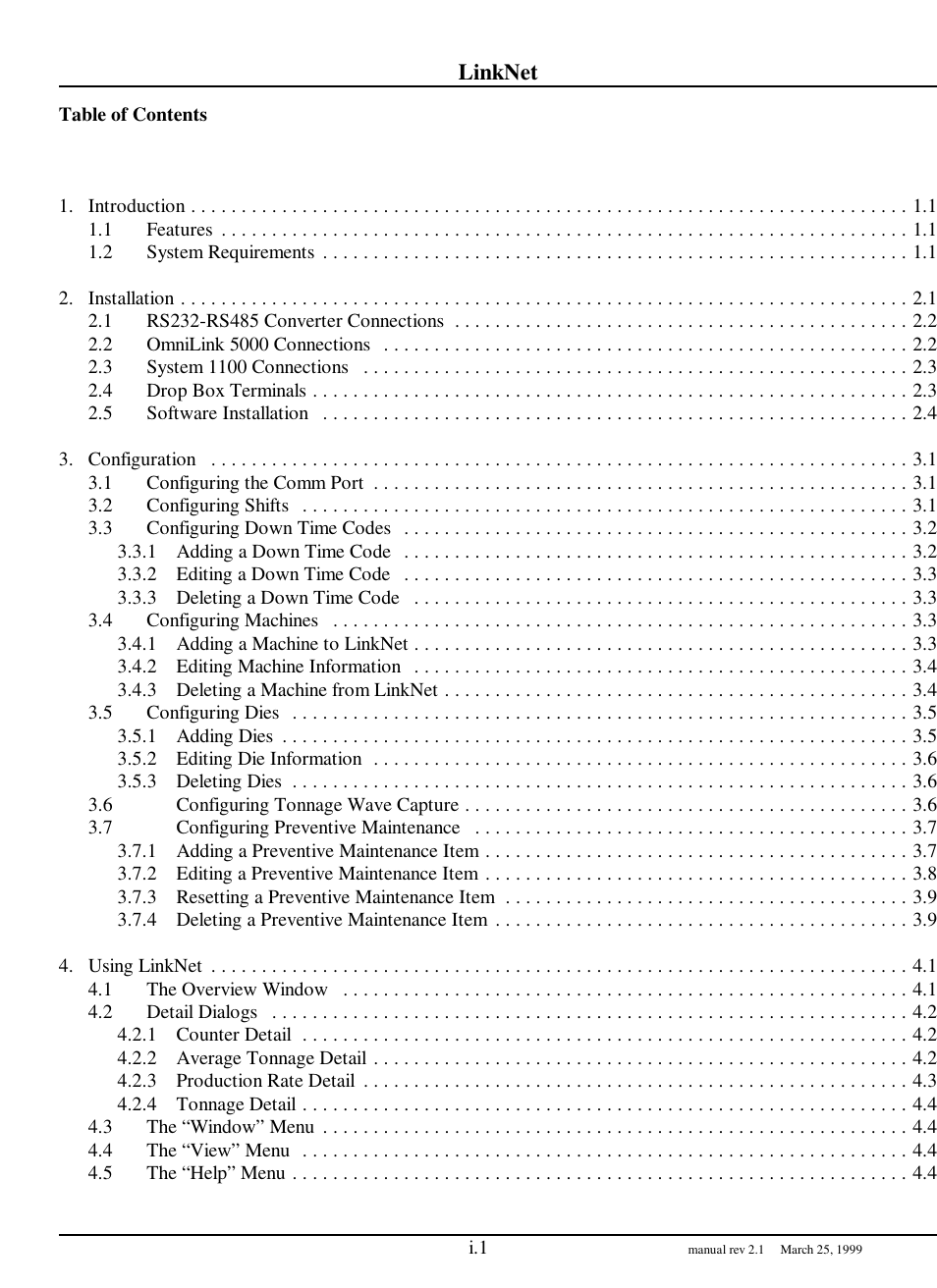 Linknet | LINK Systems LinkNet I User Manual | Page 3 / 47
