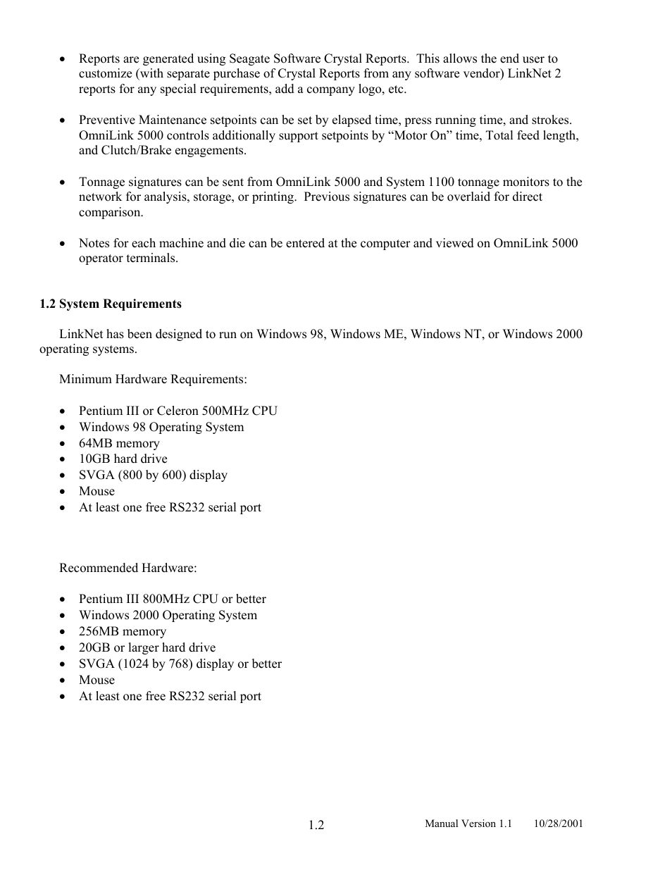 System requirements, 2 system, Requirements | LINK Systems LinkNet II User Manual | Page 10 / 99