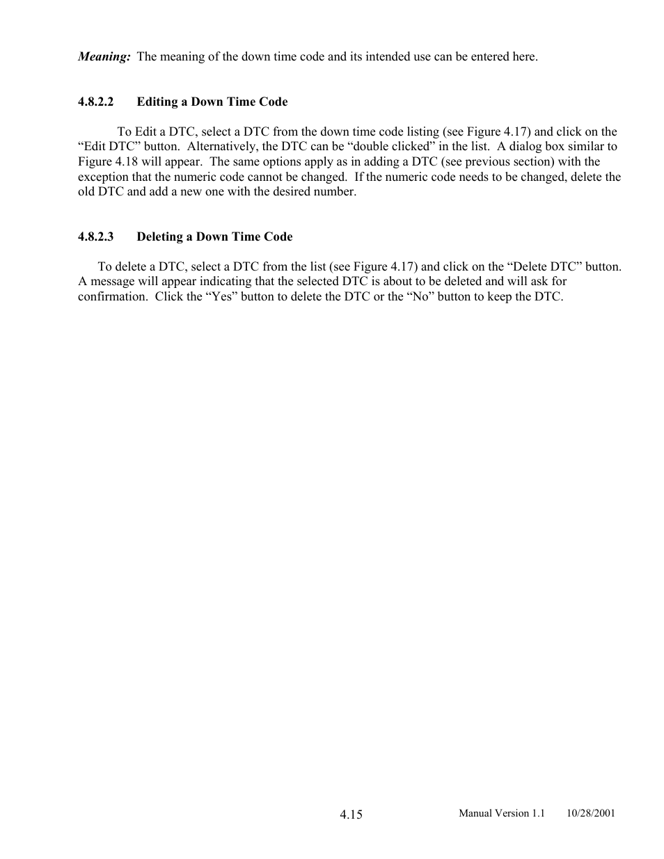 Editing a down time code, Deleting a down time code | LINK Systems LinkNet II User Manual | Page 37 / 99