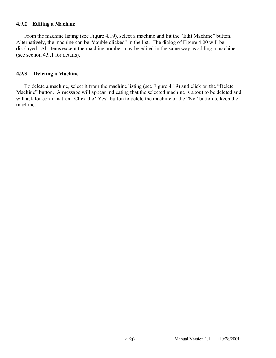 Editing a machine, Deleting a machine, 2 editing | Machine | LINK Systems LinkNet II User Manual | Page 42 / 99