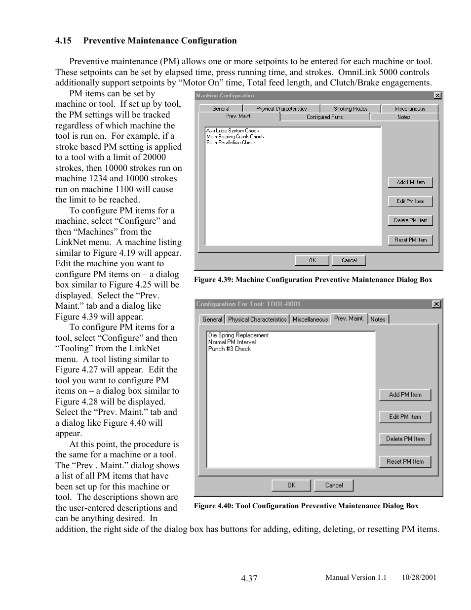 Preventive maintenance configuration, 15 preventive, Maintenance | Configuration | LINK Systems LinkNet II User Manual | Page 59 / 99