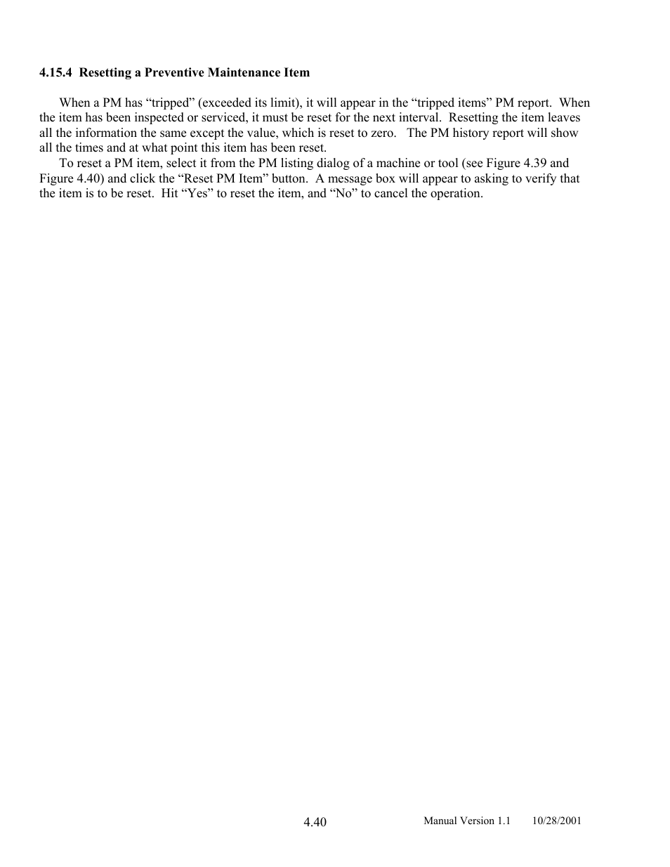 Resetting a preventive maintenance item, 4 resetting, Preventive maintenance item | LINK Systems LinkNet II User Manual | Page 62 / 99