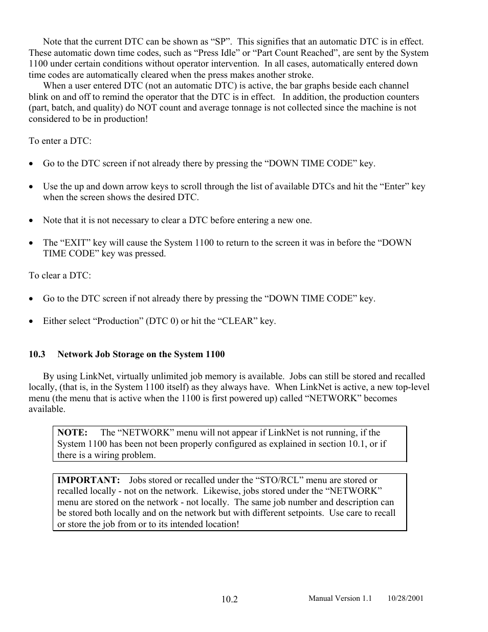 Network job storage on the system 1100, 3 network job storage on the system 1100 | LINK Systems LinkNet II User Manual | Page 96 / 99