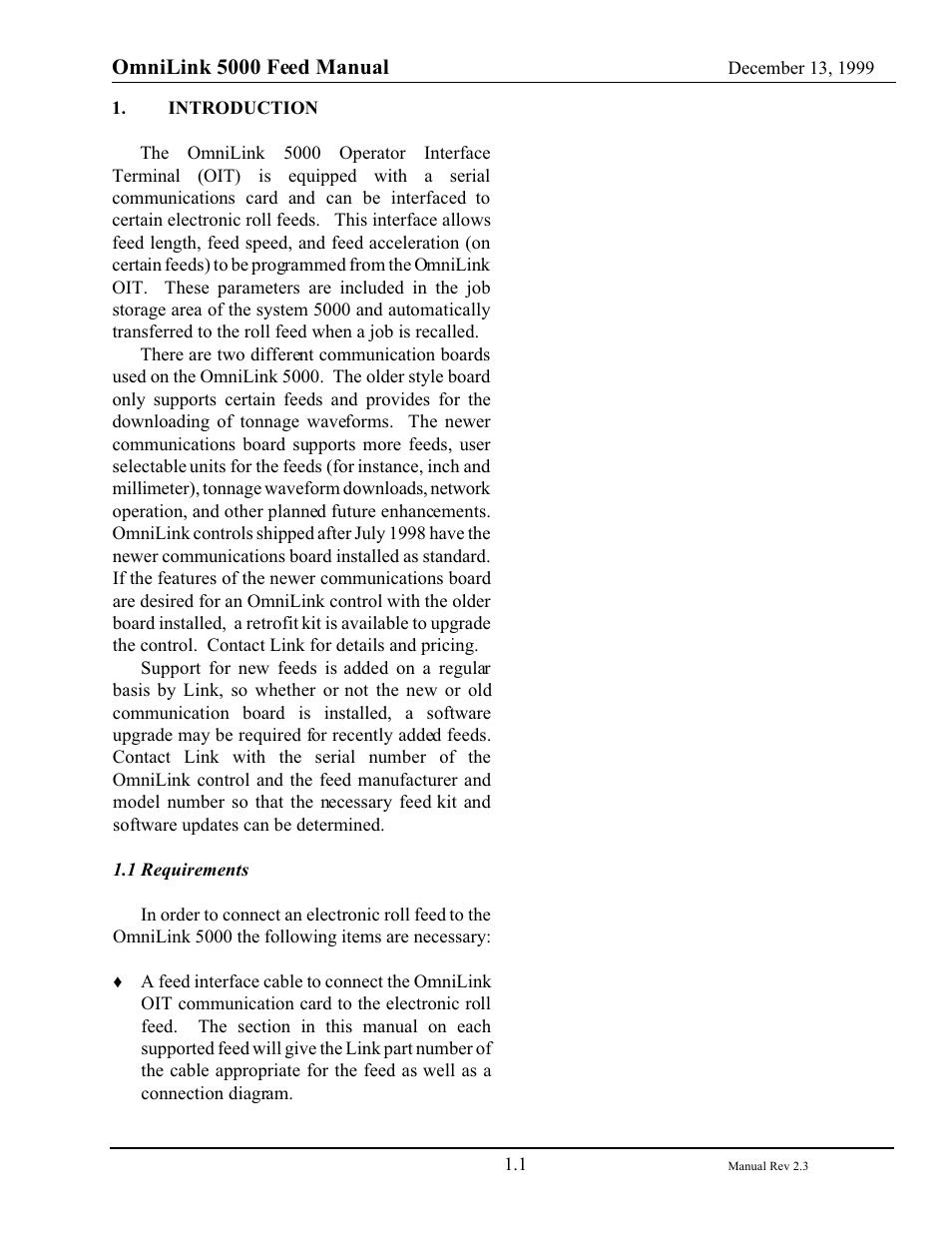 LINK Systems OmniLink - Feed Interface User Manual | Page 5 / 40
