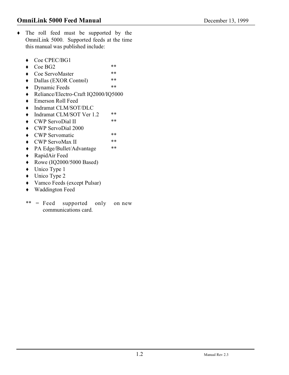 Omnilink 5000 feed manual | LINK Systems OmniLink - Feed Interface User Manual | Page 6 / 40