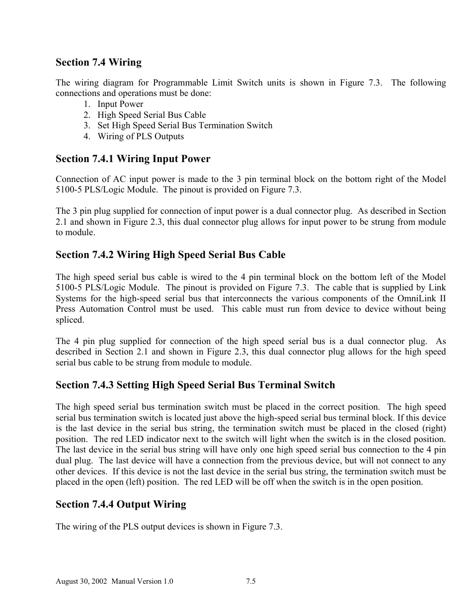 LINK Systems OmniLink II Press Automation Control User Manual | Page 142 / 154