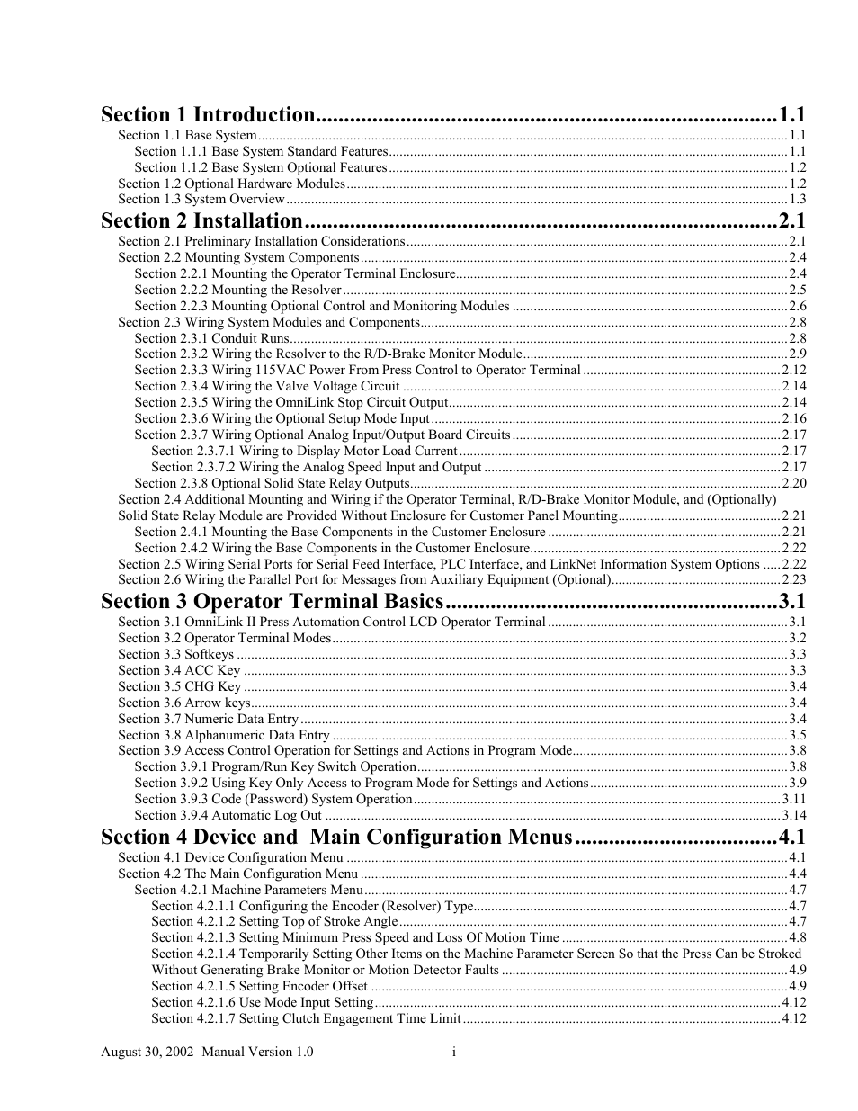 LINK Systems OmniLink II Press Automation Control User Manual | Page 2 / 154