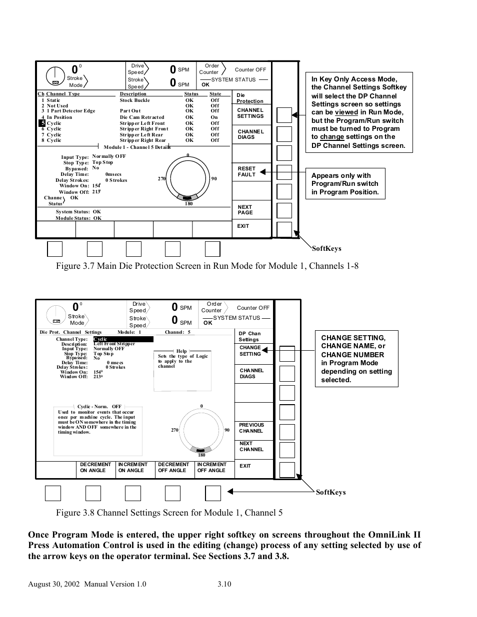 Softkeys | LINK Systems OmniLink II Press Automation Control User Manual | Page 43 / 154