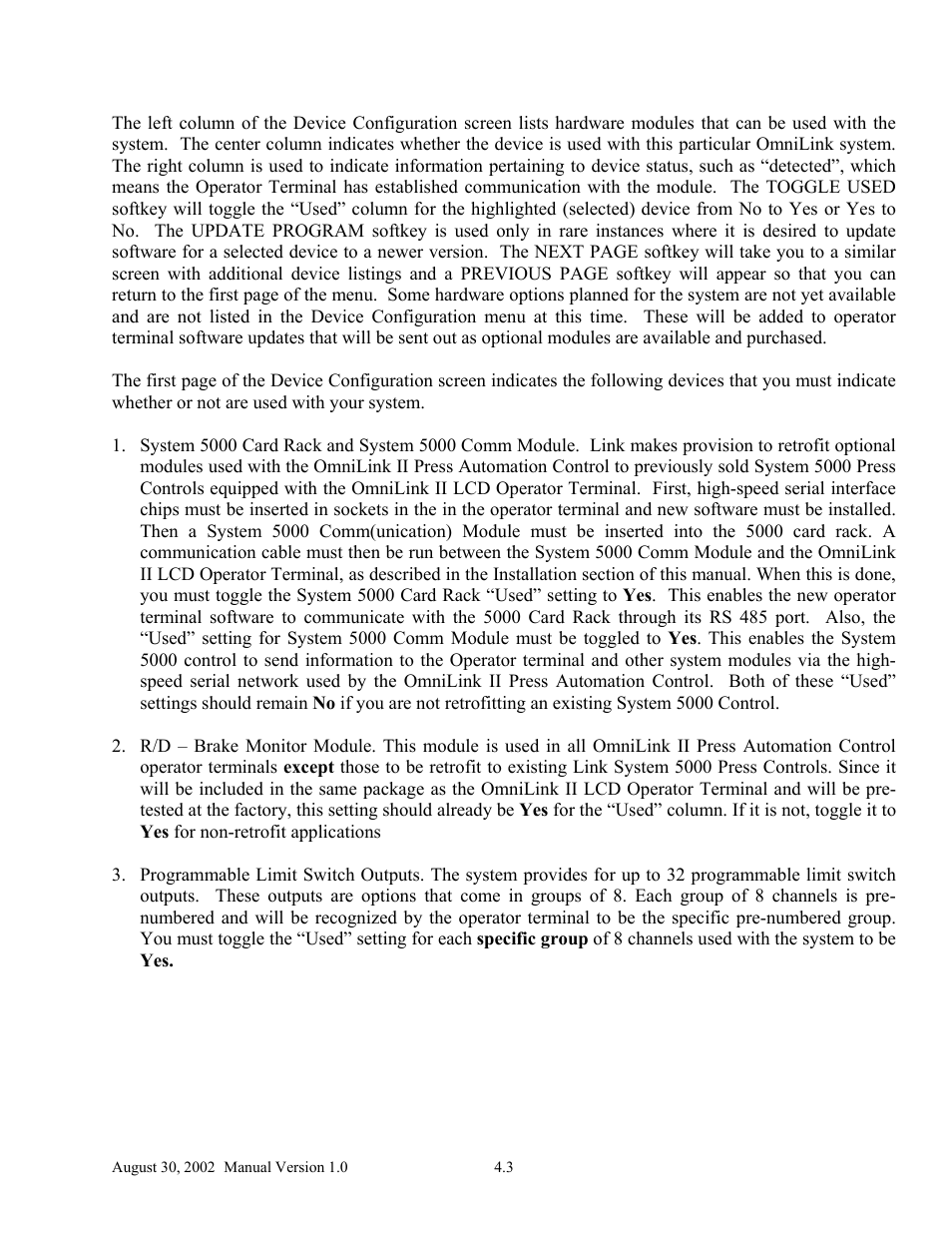 LINK Systems OmniLink II Press Automation Control User Manual | Page 52 / 154