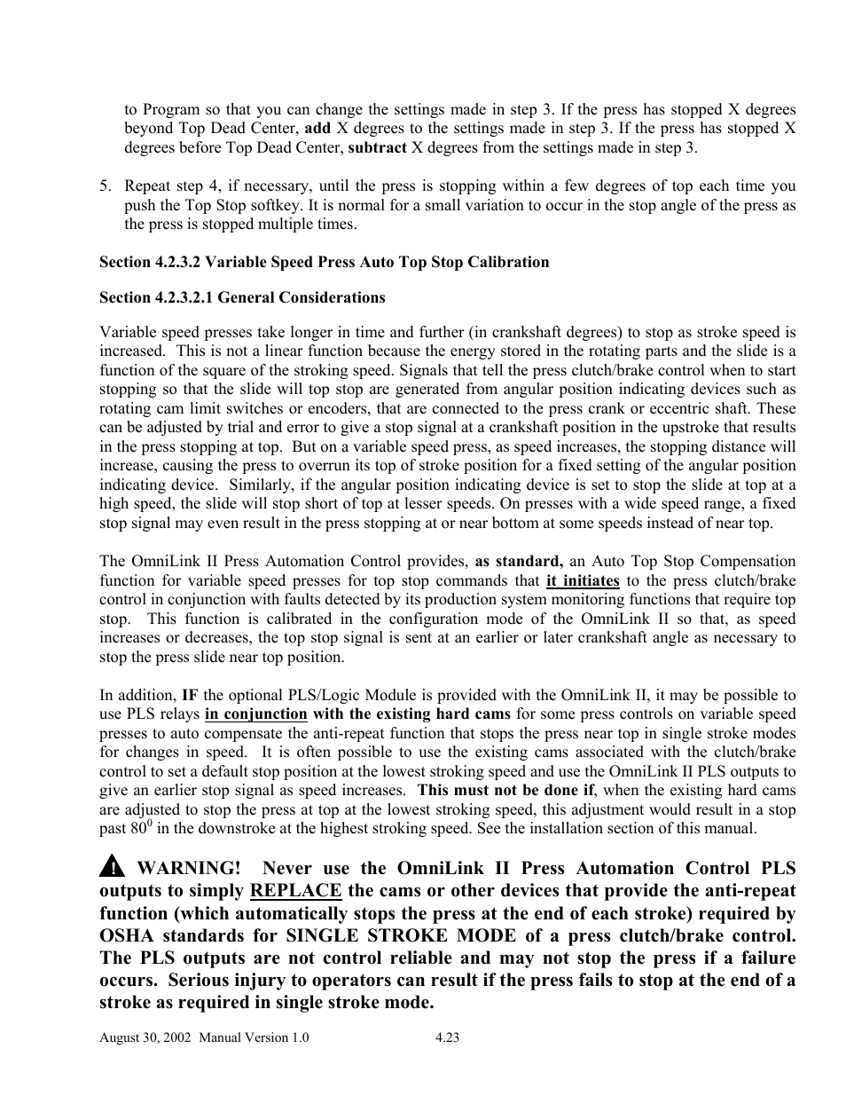 LINK Systems OmniLink II Press Automation Control User Manual | Page 72 / 154