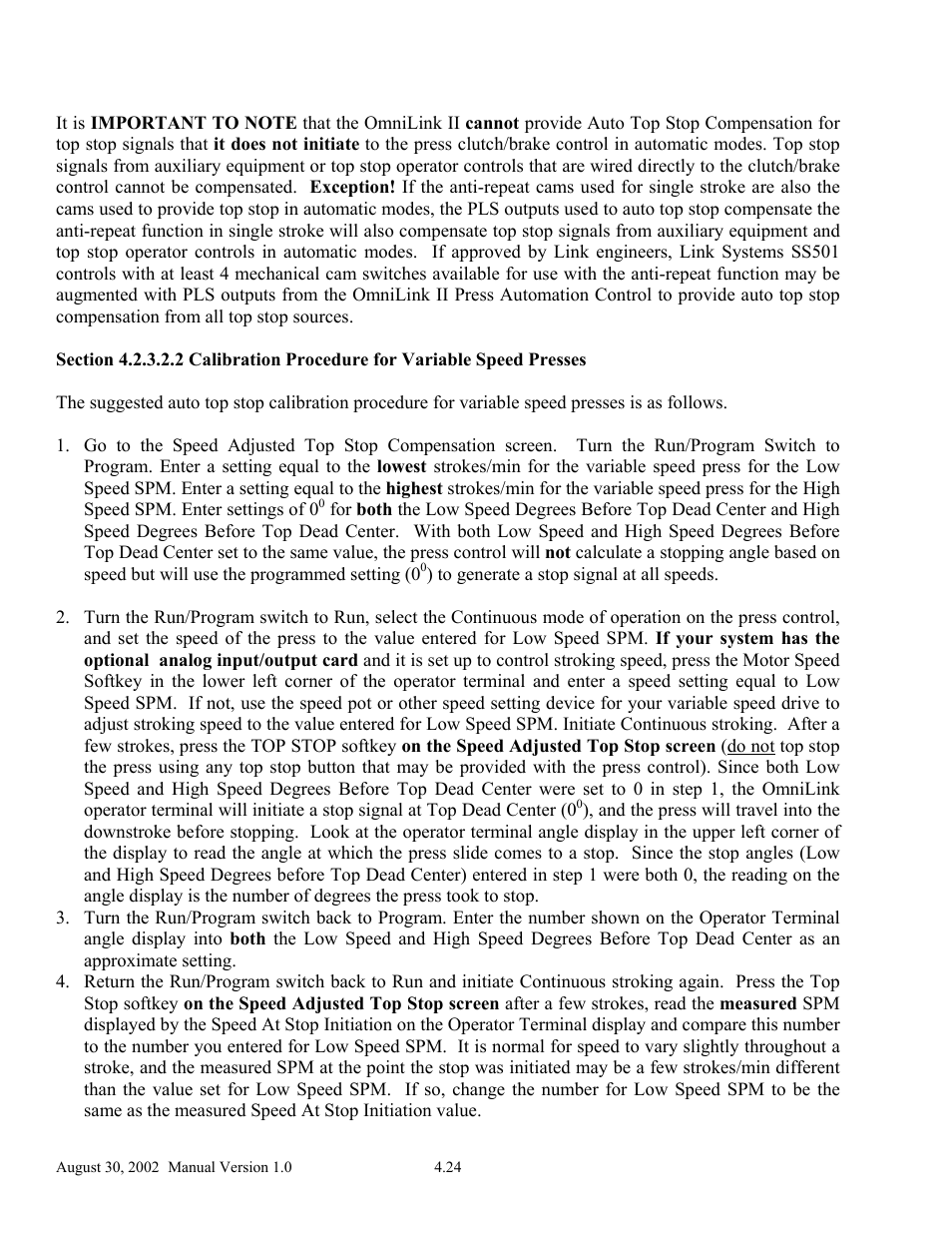 LINK Systems OmniLink II Press Automation Control User Manual | Page 73 / 154