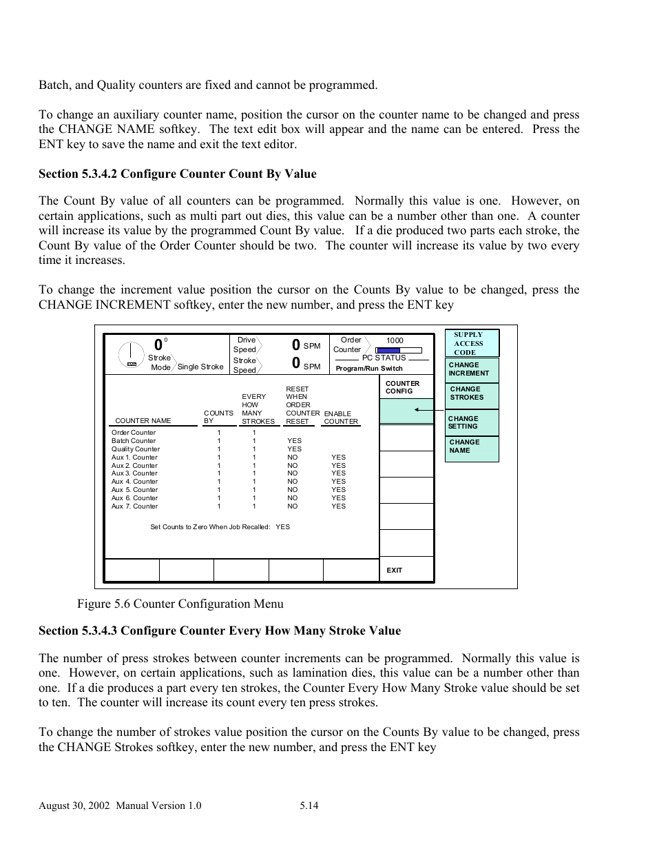 Figure 5.6 counter configuration menu | LINK Systems OmniLink II Press Automation Control User Manual | Page 97 / 154