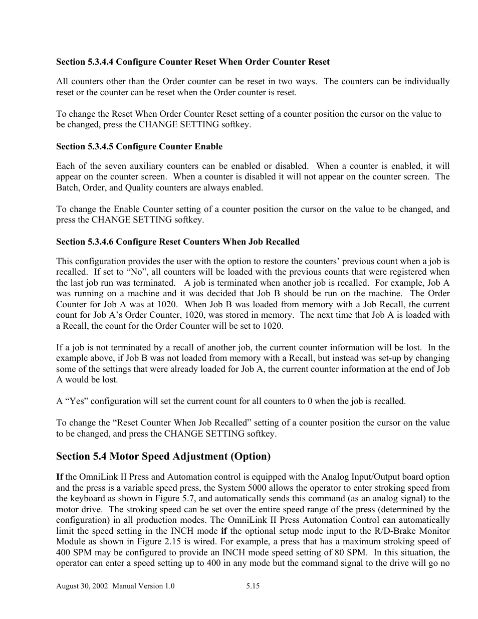 LINK Systems OmniLink II Press Automation Control User Manual | Page 98 / 154