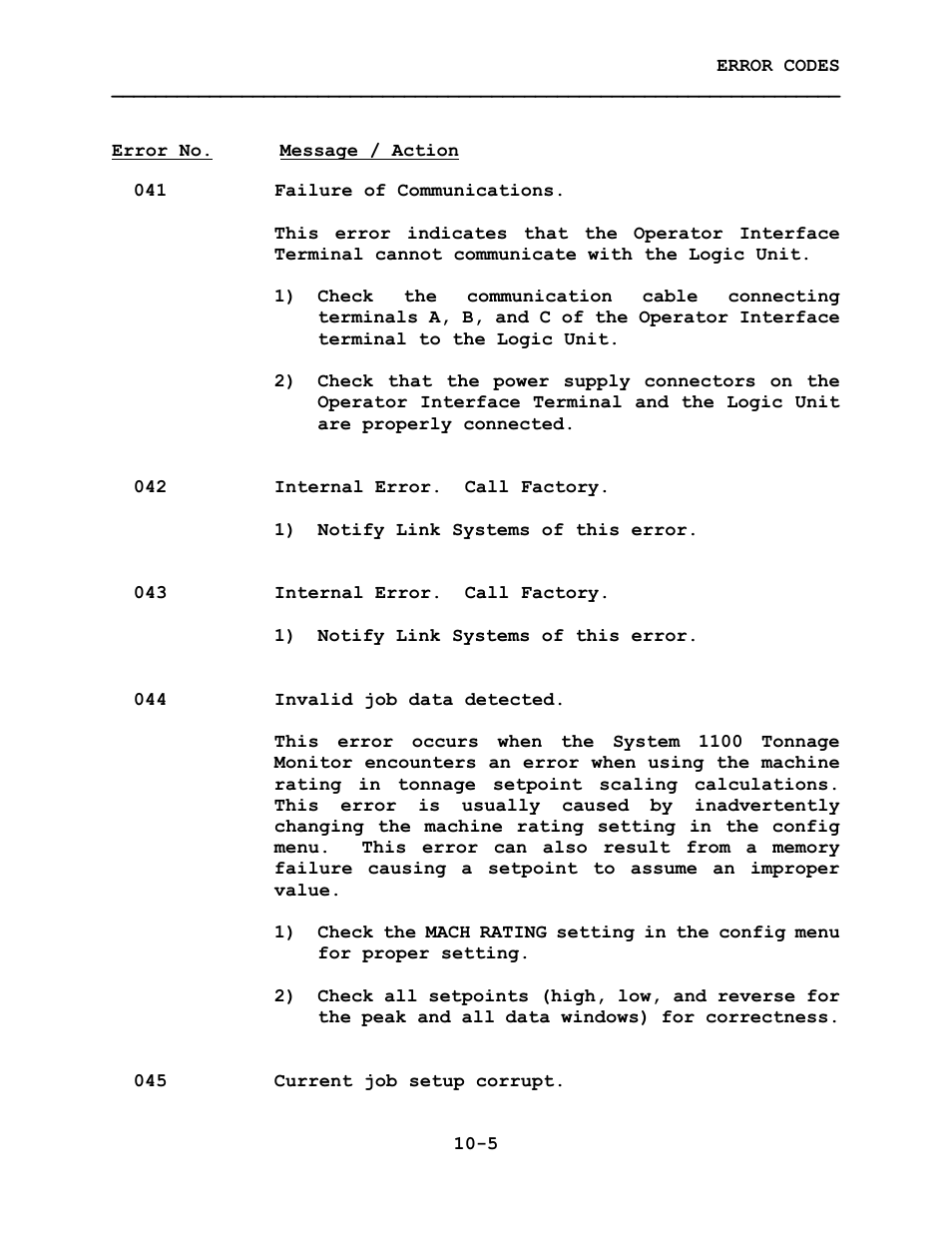LINK Systems System 1100 Tonnage Monitor User Manual | Page 108 / 117