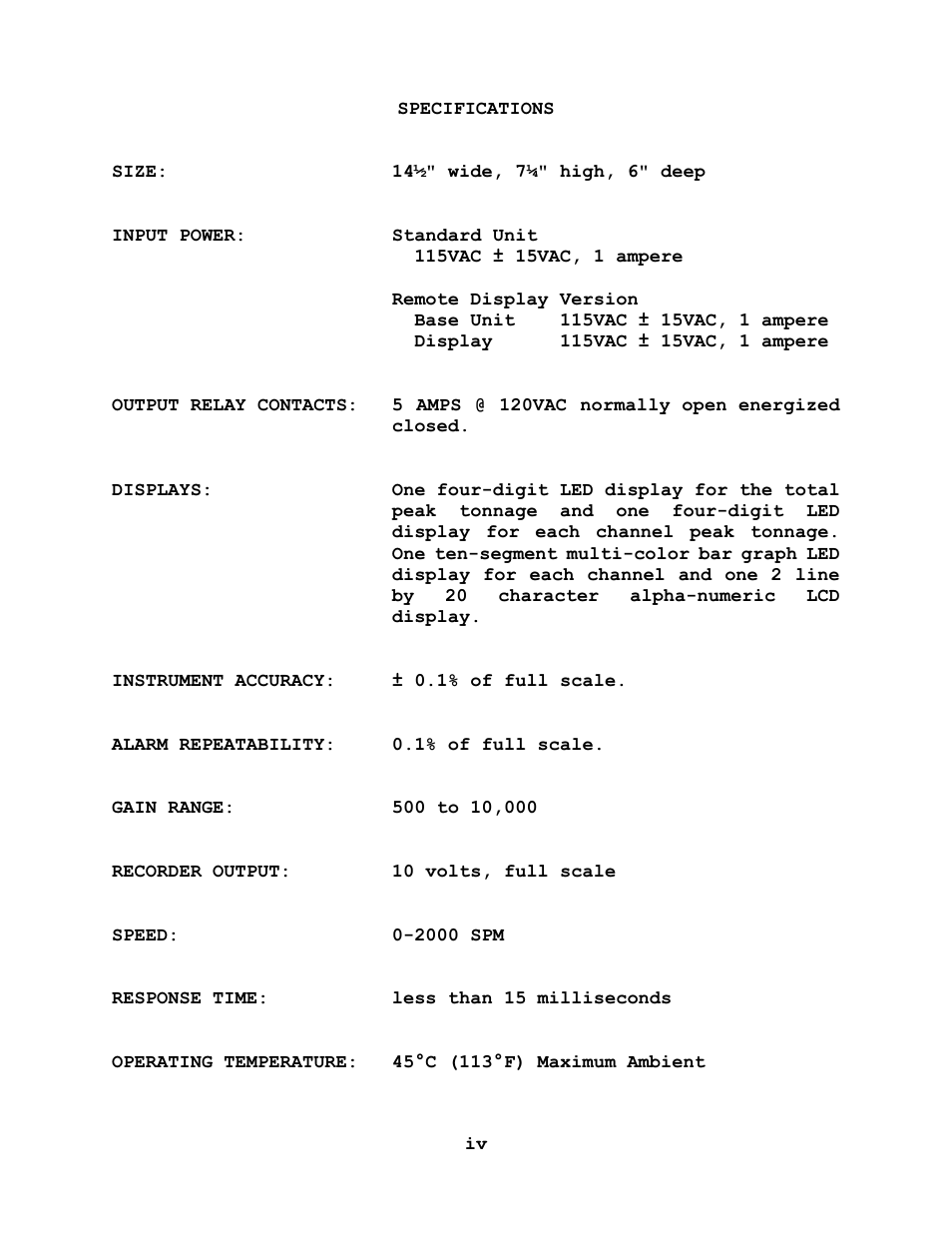 LINK Systems System 1100 Tonnage Monitor User Manual | Page 6 / 117