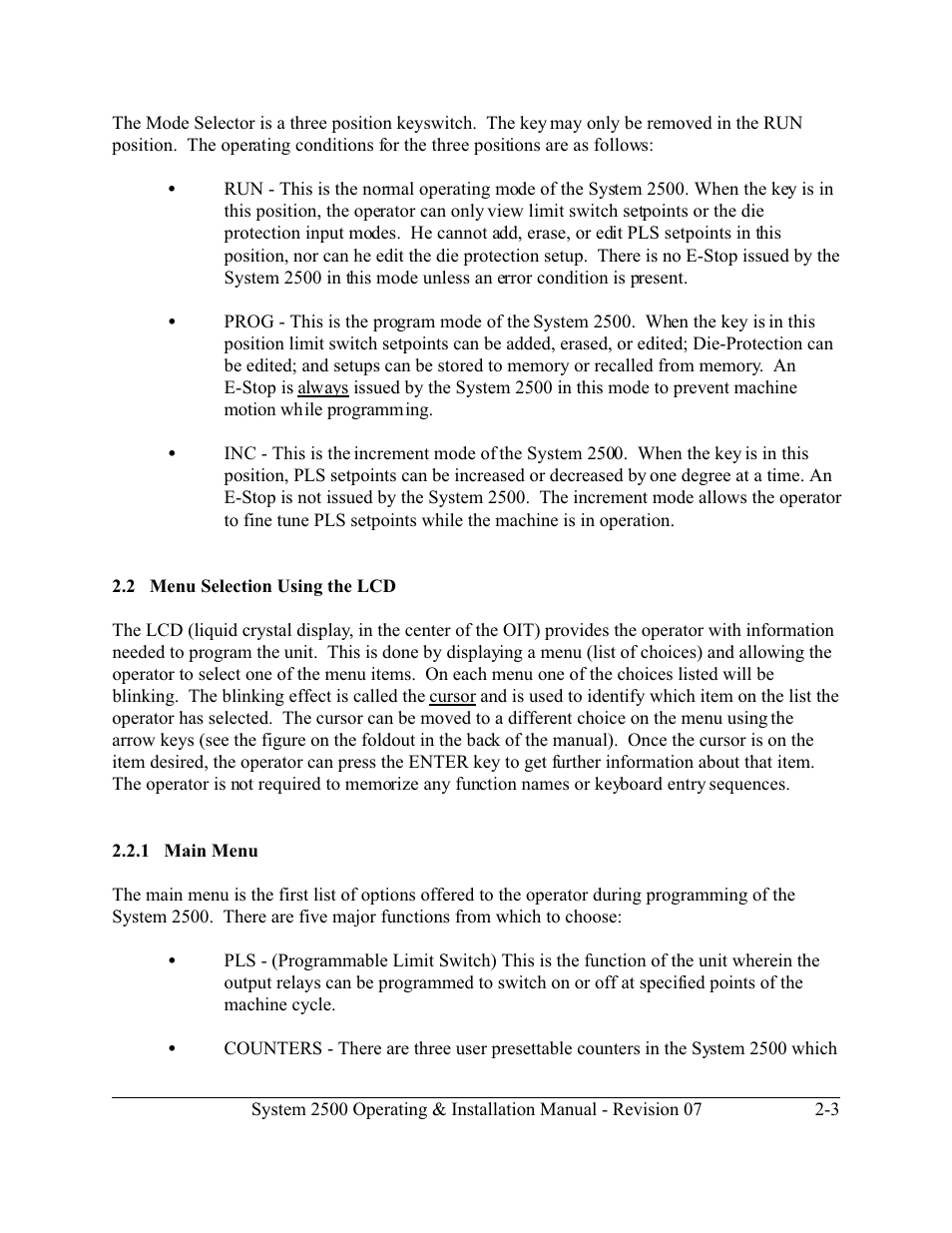 LINK Systems System 2500 PLS User Manual | Page 11 / 79