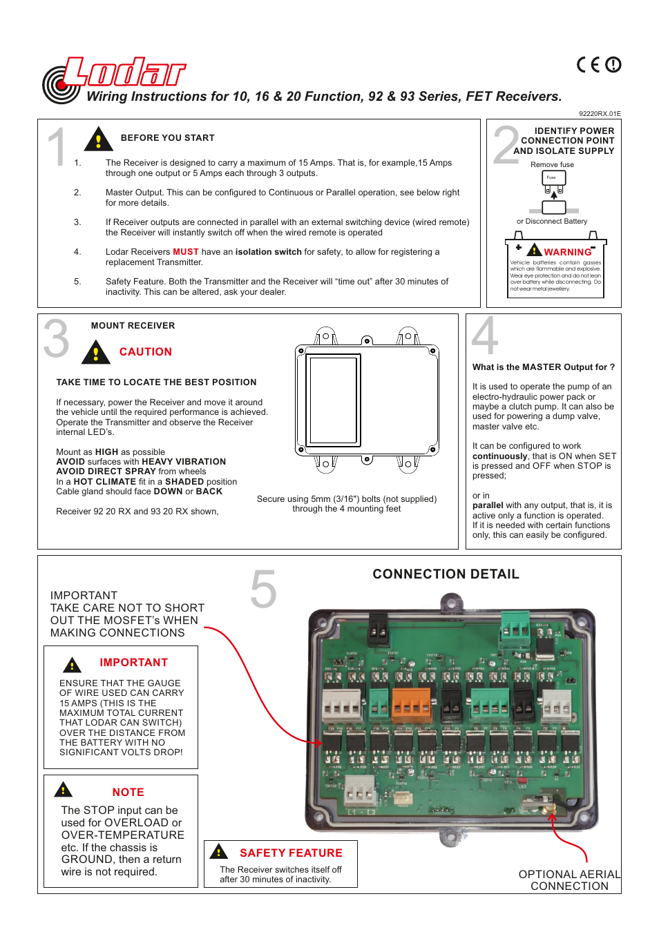 Lodar 20 Function FET Receiver with master output and IP Series Transmitter User Manual | 3 pages