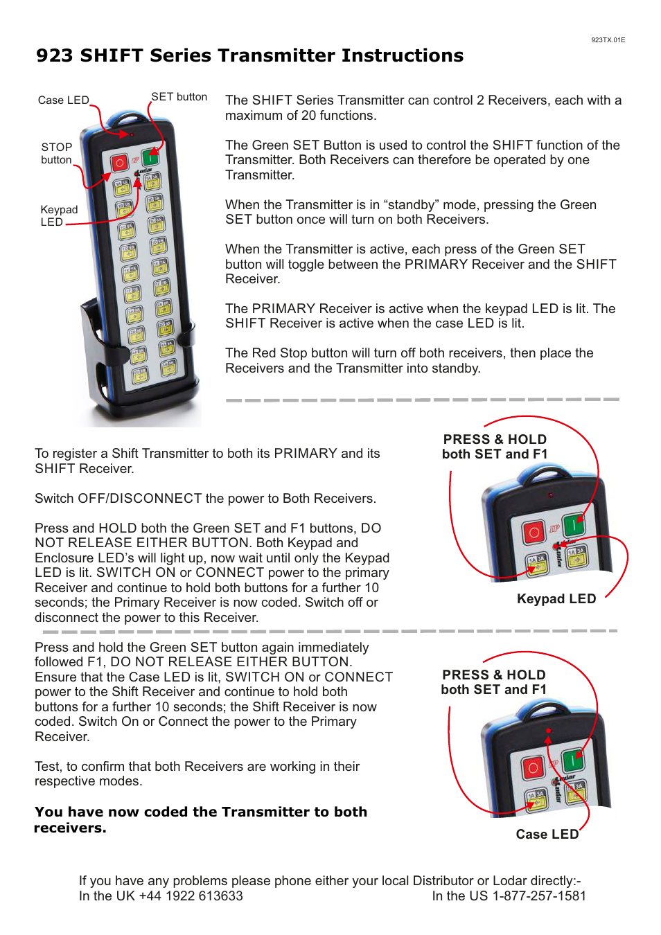 Lodar 40 Function IP Series Transmitter with SHIFT function User Manual | 1 page