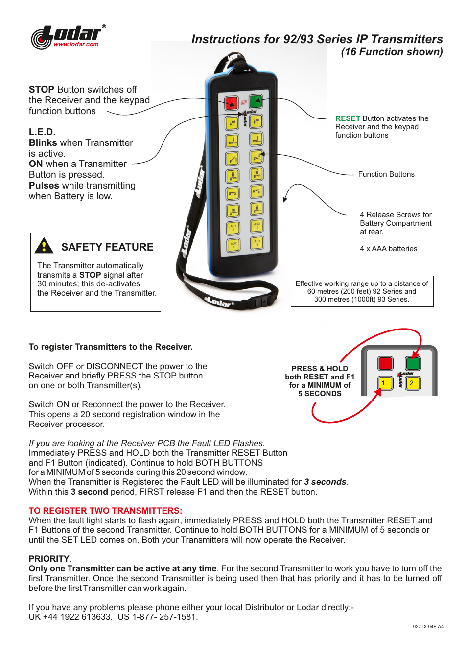 Lodar 6 Function IP Series Stainless Transmitter User Manual | 1 page