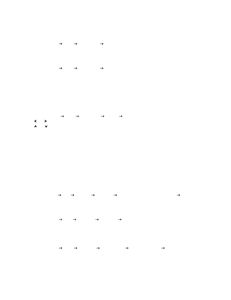 On/off message, Message control, Test patterns | Remote control arrow buttons, Led setup, Rs-232 setup | Lumagen Radiance 2144/2124 User Manual | Page 37 / 46