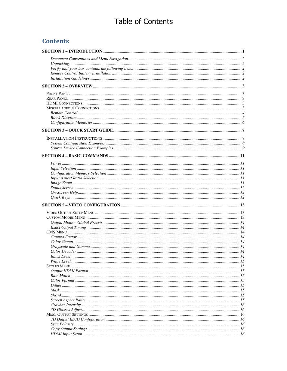 Lumagen Radiance 2020 User Manual | Page 3 / 40
