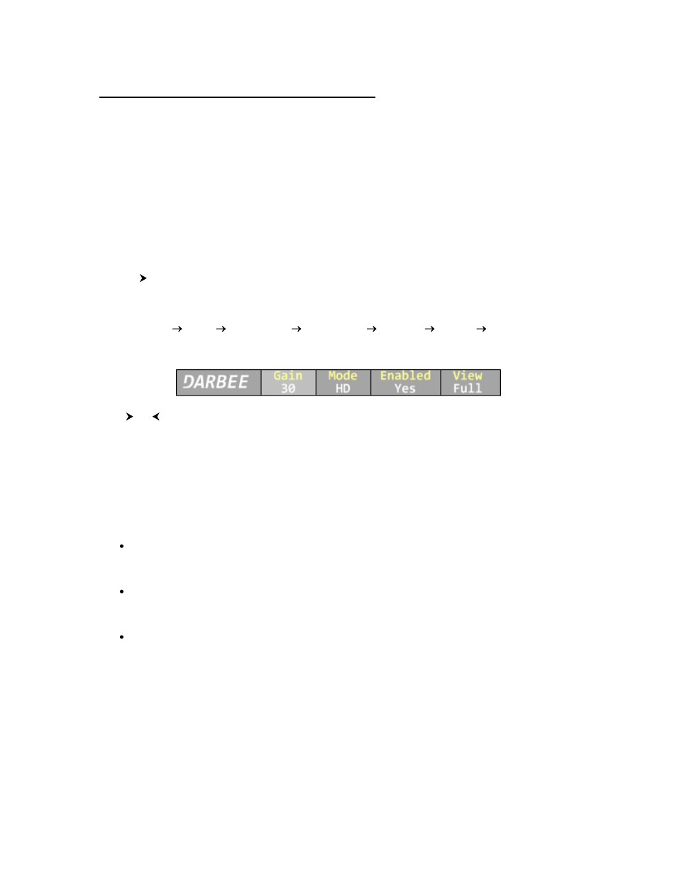 Section 10 – darbee visual presence, Darbee menu, Darbee menu control | Gain, Mode, Enabled, View, Arbee menu | Lumagen Radiance 2021/2041 User Manual | Page 38 / 40