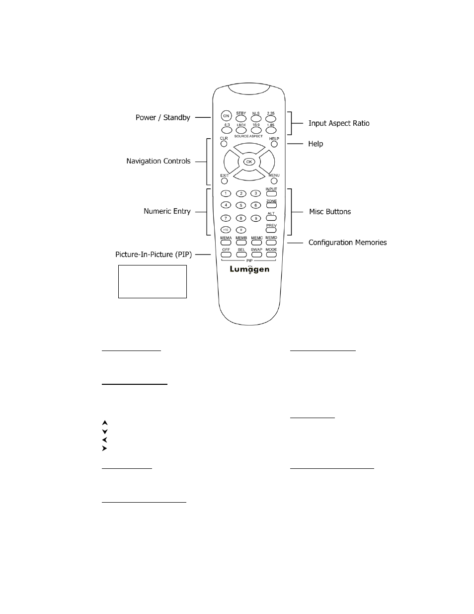 Remote control | Lumagen Radiance 2022/2042 User Manual | Page 11 / 42