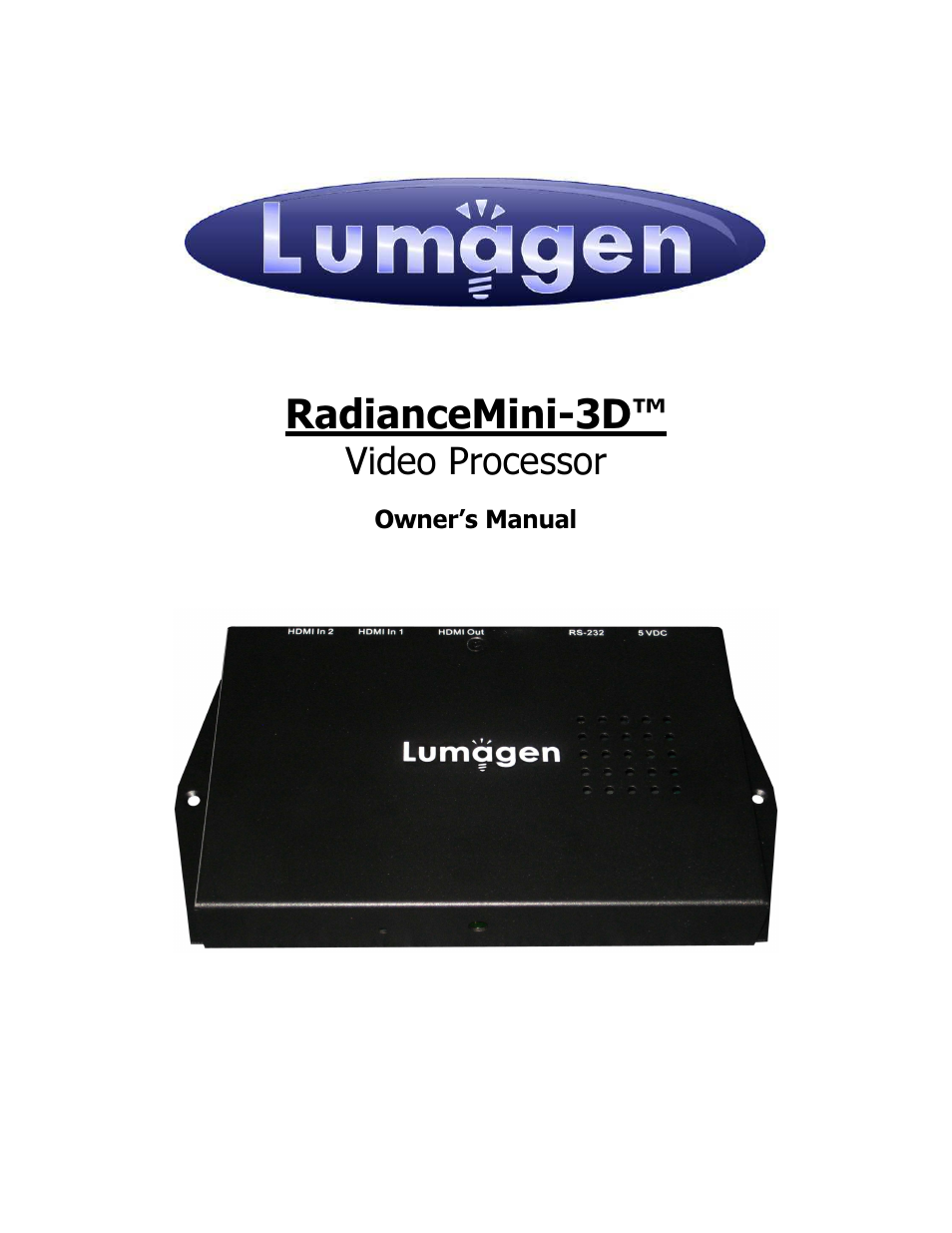 Lumagen Radiance Mini-3D User Manual | 42 pages