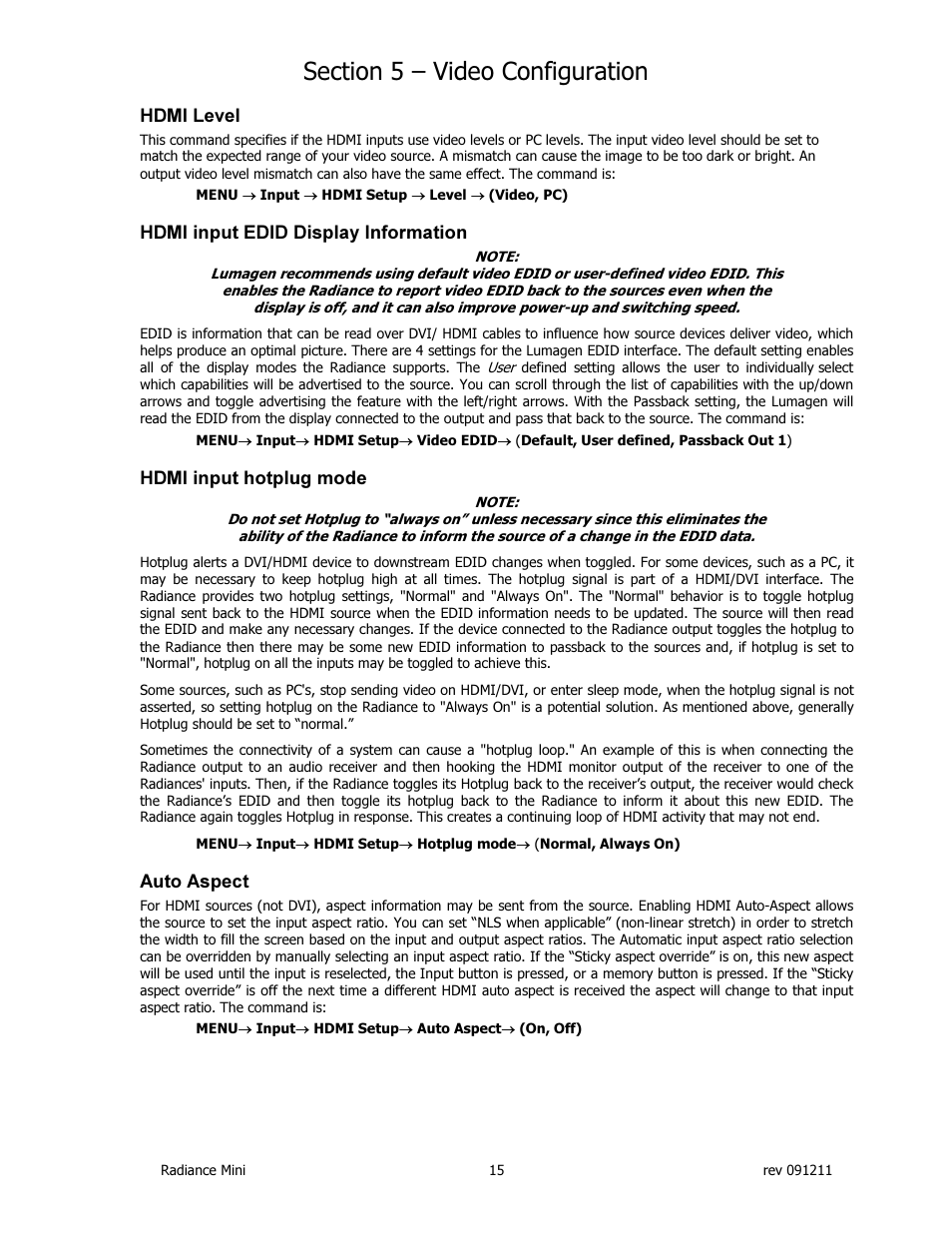 Lumagen Radiance Mini-3D User Manual | Page 23 / 42