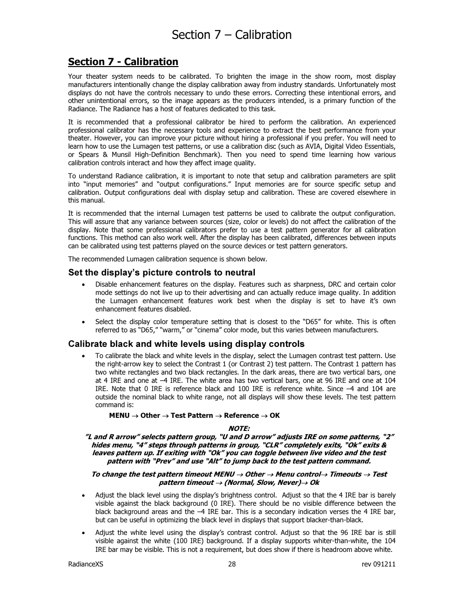 Lumagen Radiance XS-3D User Manual | Page 36 / 48