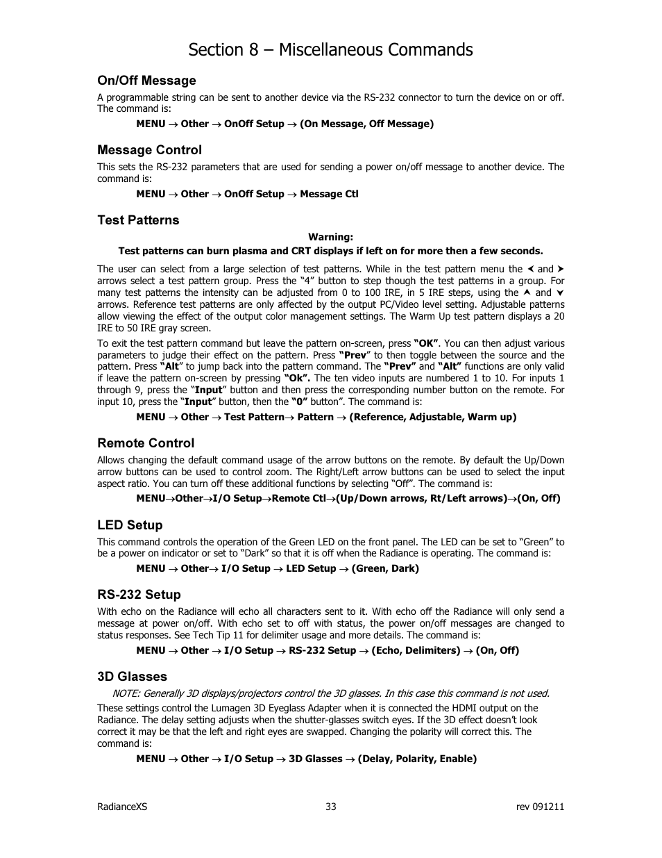 Lumagen Radiance XS-3D User Manual | Page 41 / 48