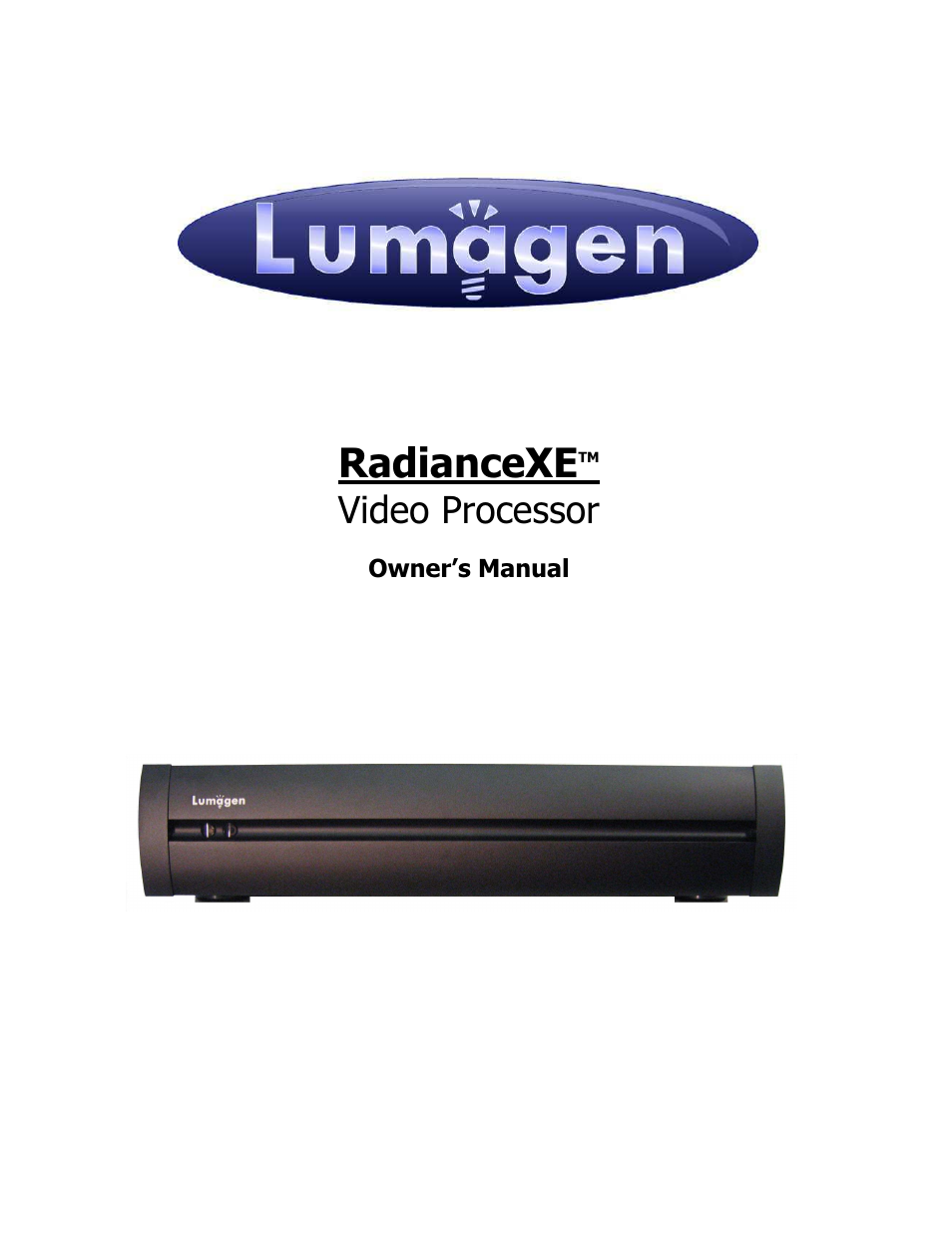 Lumagen Radiance XE-3D User Manual | 48 pages