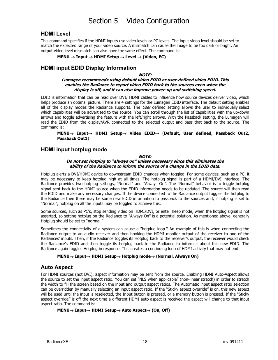 Lumagen Radiance XE-3D User Manual | Page 24 / 48