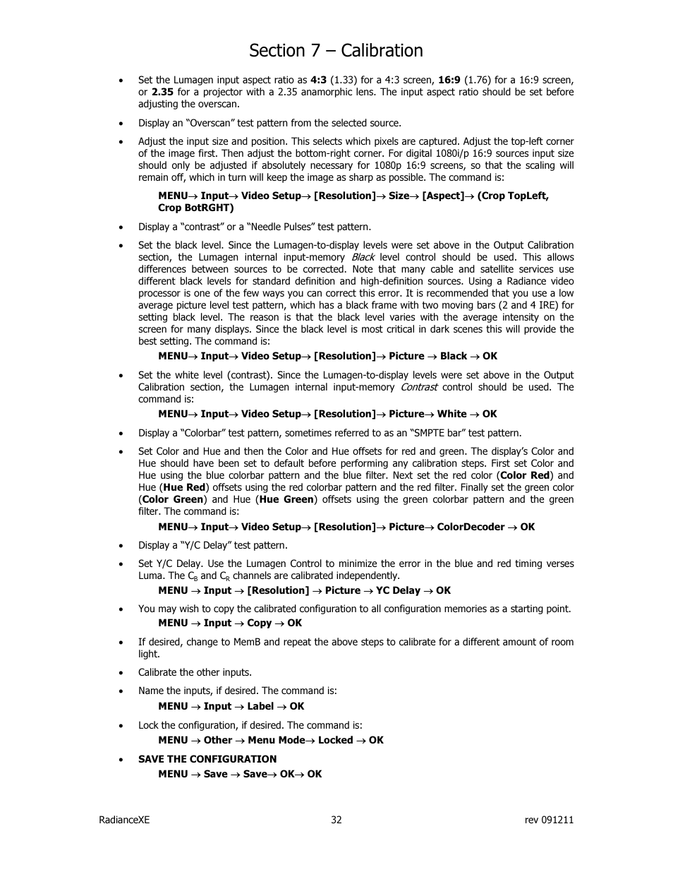 Lumagen Radiance XE-3D User Manual | Page 38 / 48