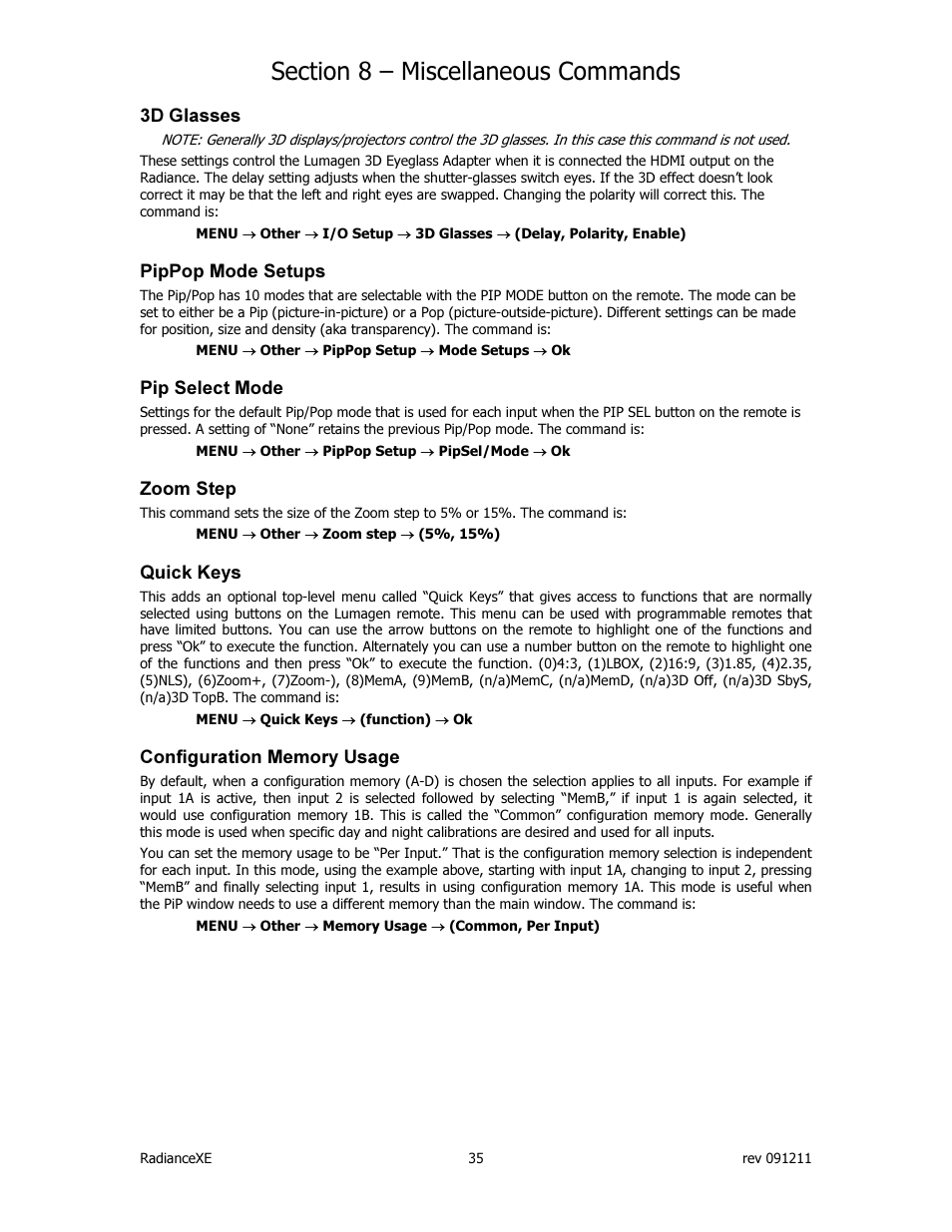 Lumagen Radiance XE-3D User Manual | Page 41 / 48