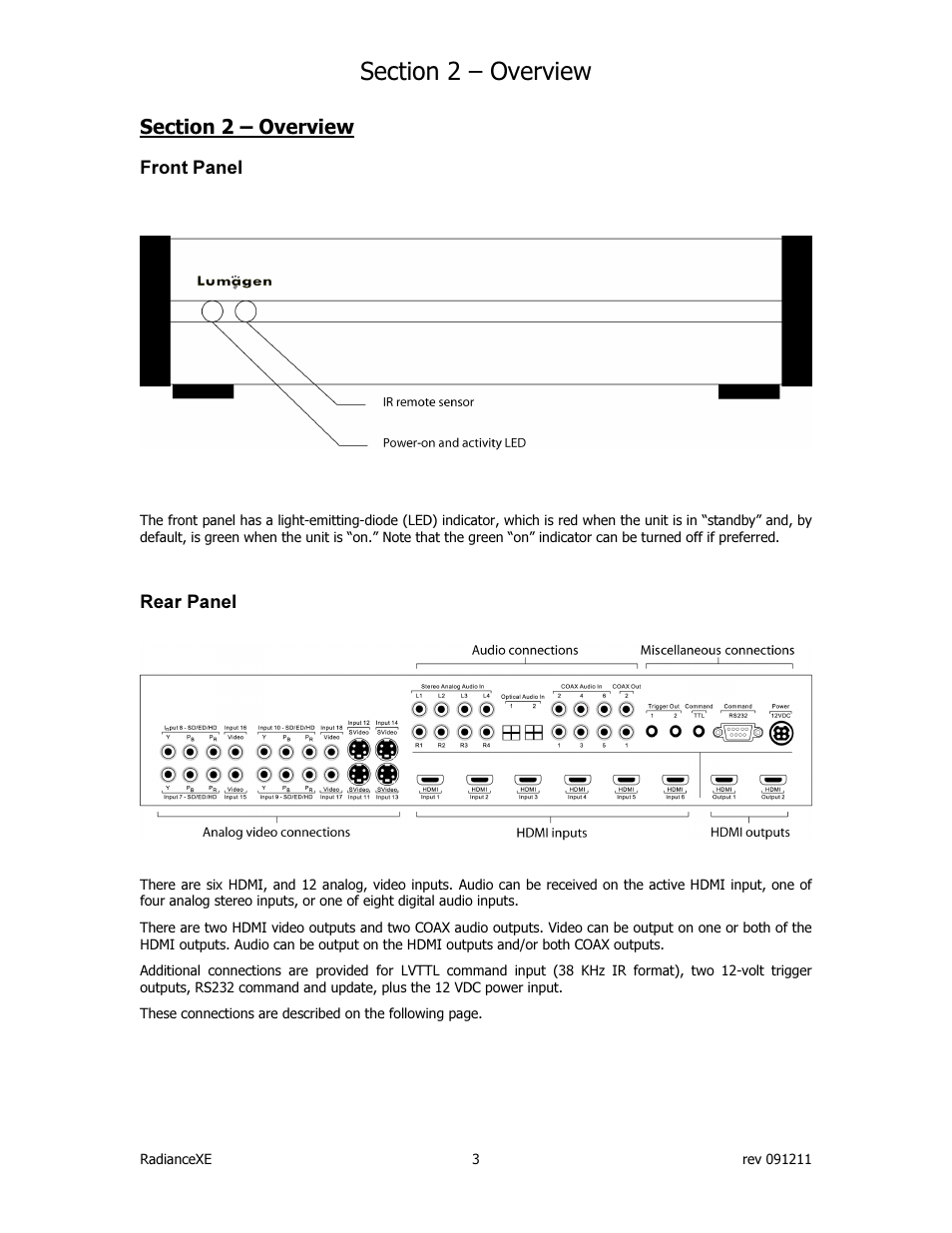 Lumagen Radiance XE-3D User Manual | Page 9 / 48