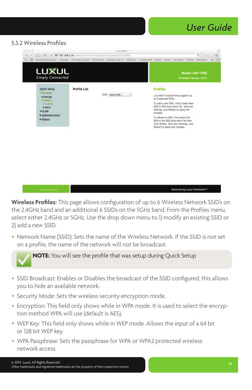 User guide | Luxul XAP-1500 User Manual | Page 17 / 28