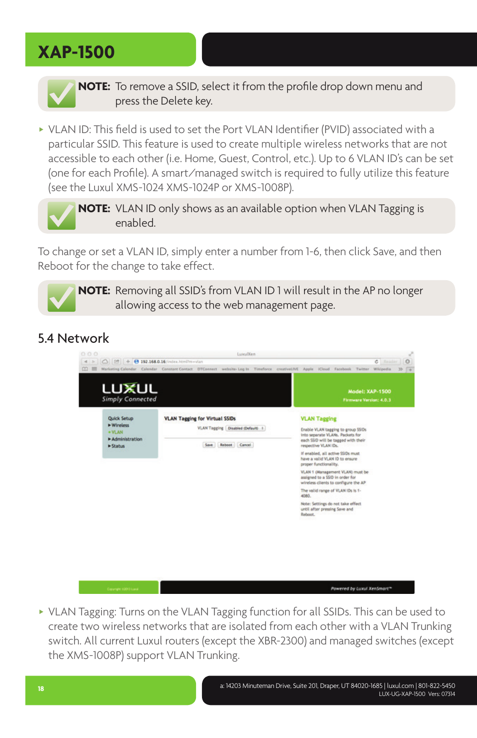 Xap-1500, 4 network | Luxul XAP-1500 User Manual | Page 18 / 28