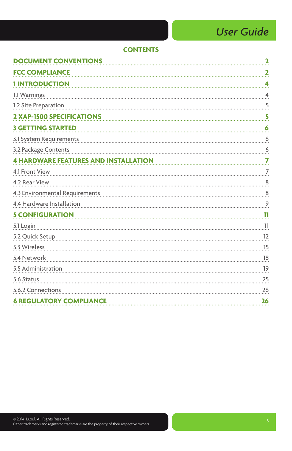 User guide | Luxul XAP-1500 User Manual | Page 3 / 28