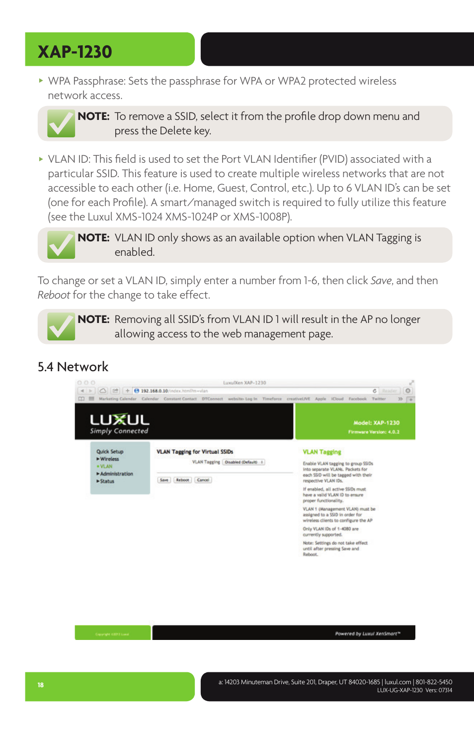 Xap-1230, 4 network | Luxul XAP-1230 User Manual | Page 18 / 28