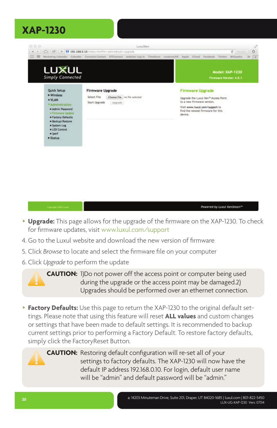 Xap-1230 | Luxul XAP-1230 User Manual | Page 20 / 28