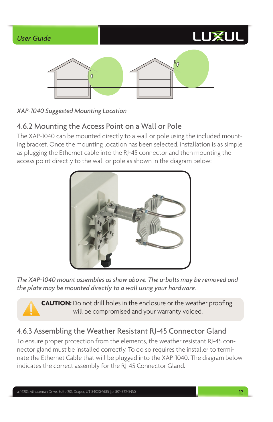 2 mounting the access point on a wall or pole | Luxul XAP-1040 User Manual | Page 13 / 32