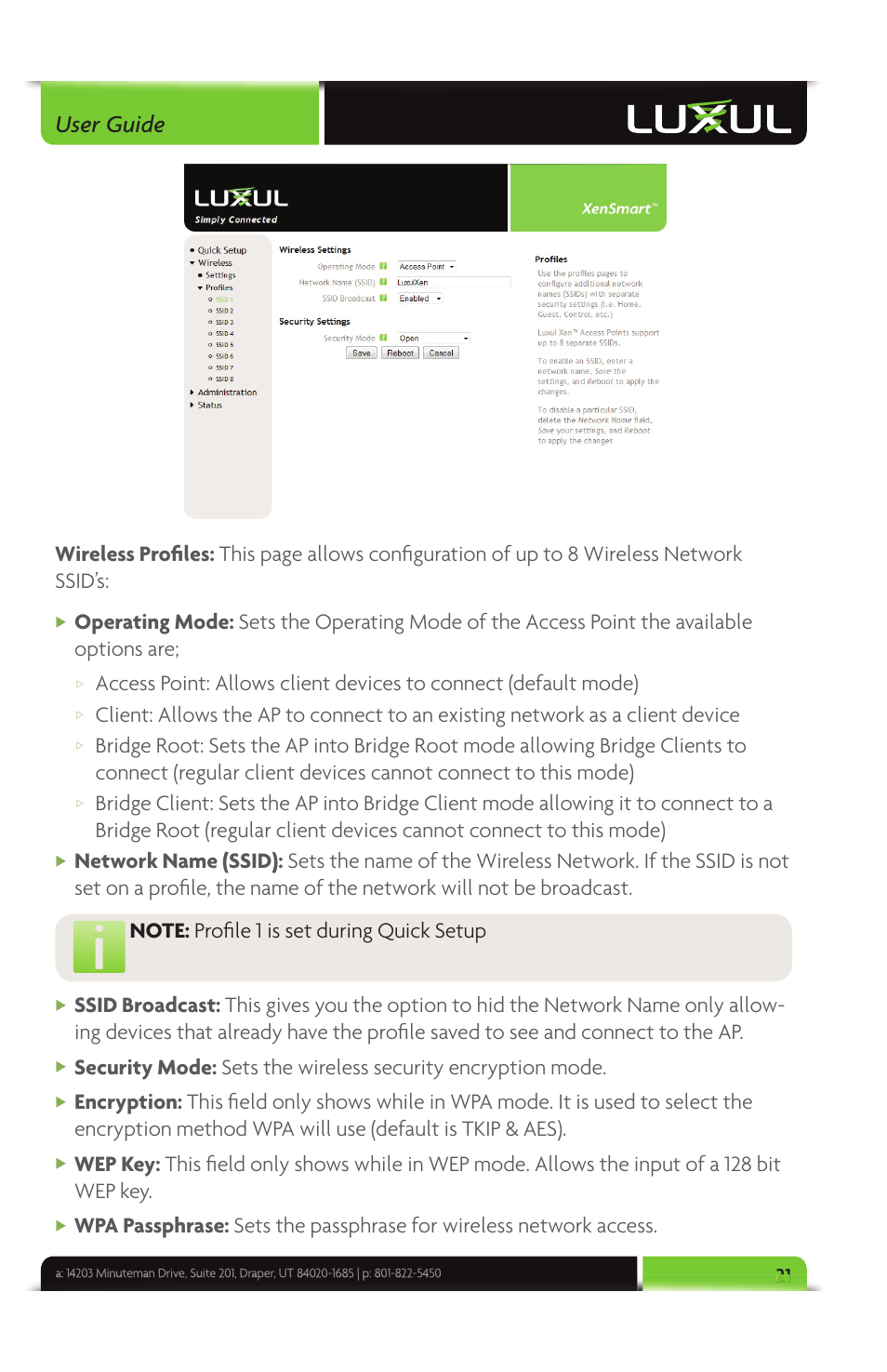 User guide | Luxul XAP-1040 User Manual | Page 21 / 32