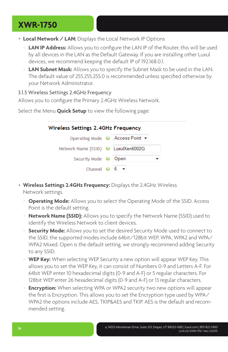 Xwr-1750 | Luxul XWR-1750 User Manual | Page 14 / 52