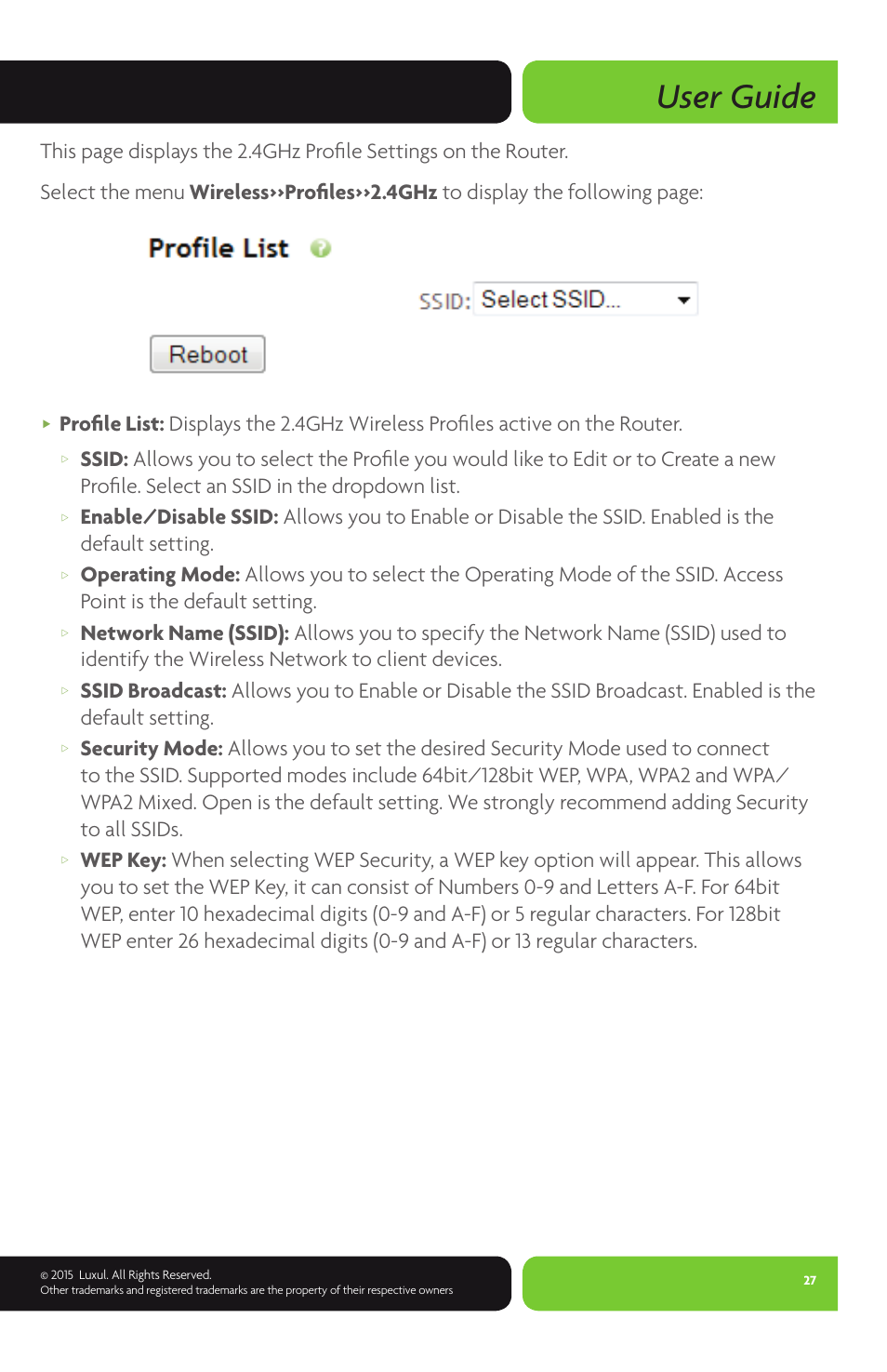 User guide | Luxul XWR-1750 User Manual | Page 27 / 52