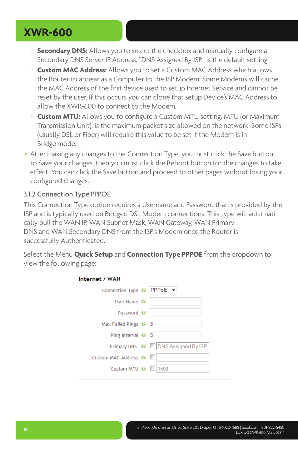 Xwr-600 | Luxul XWR-600 User Manual | Page 10 / 48